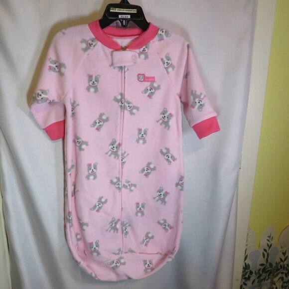 Baby Bunting Sleep Sack w Puppy Dogs fleece zippered Pink Swaddle - Picture 1 of 7
